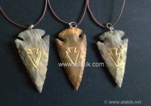 Engrave Arrowhead Necklace-Agate Arrowheads